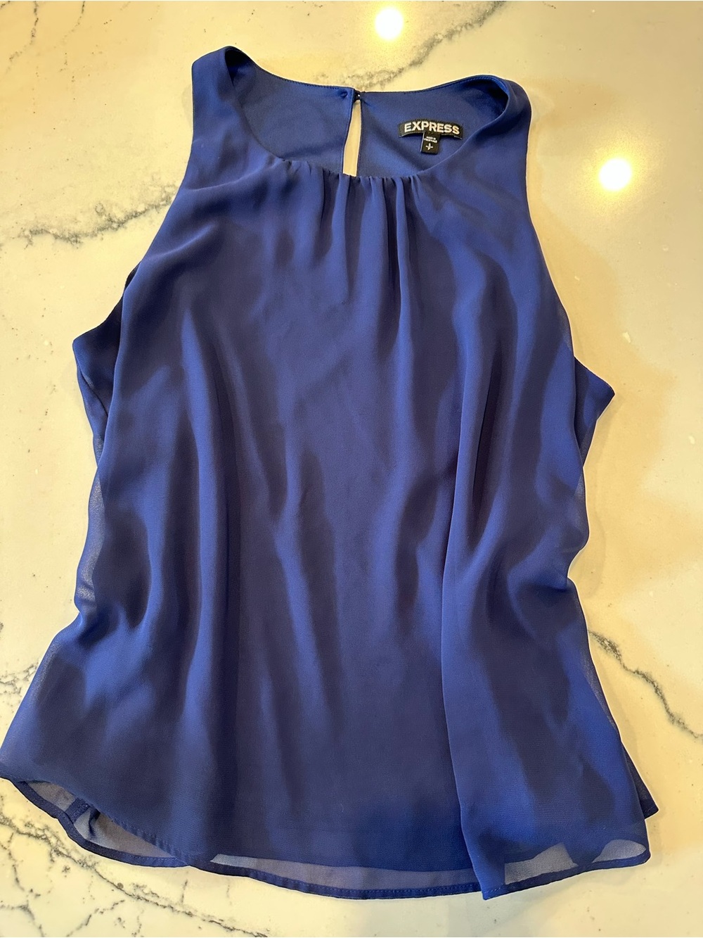 Express Blue Sleeveless Chiffon Top Tank Top Small